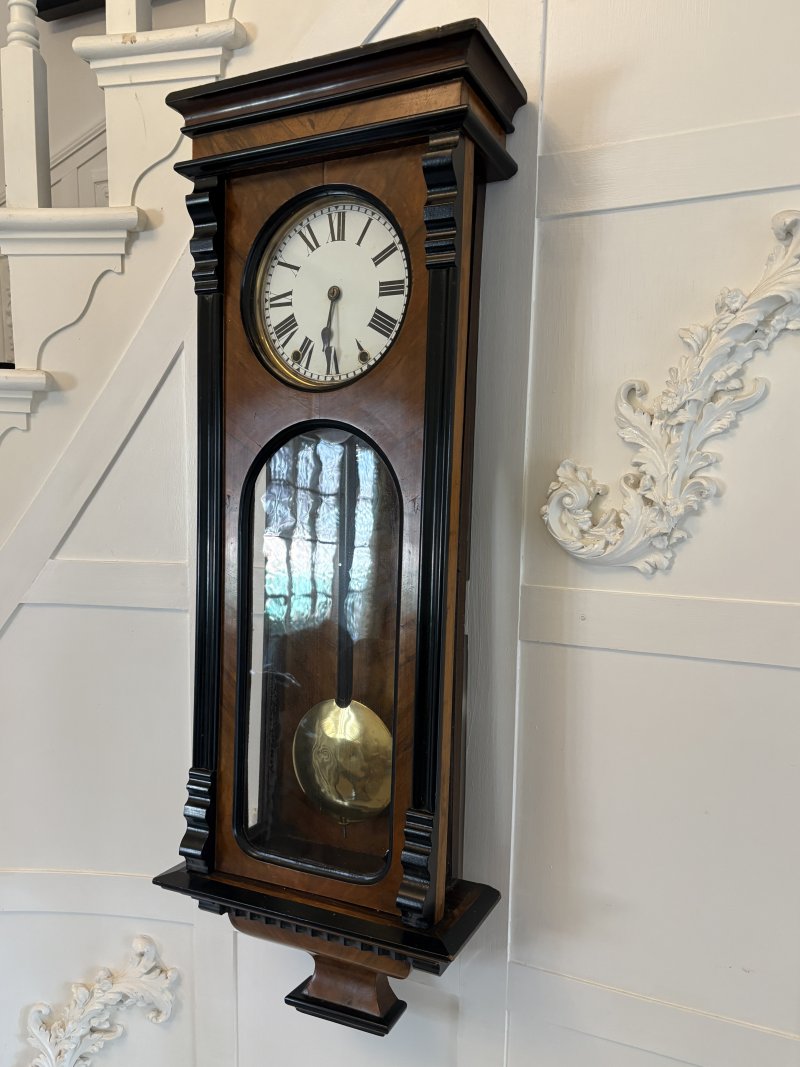 Antique Victorian Quality Figured Walnut 8 Day Wall Clock - Image 2